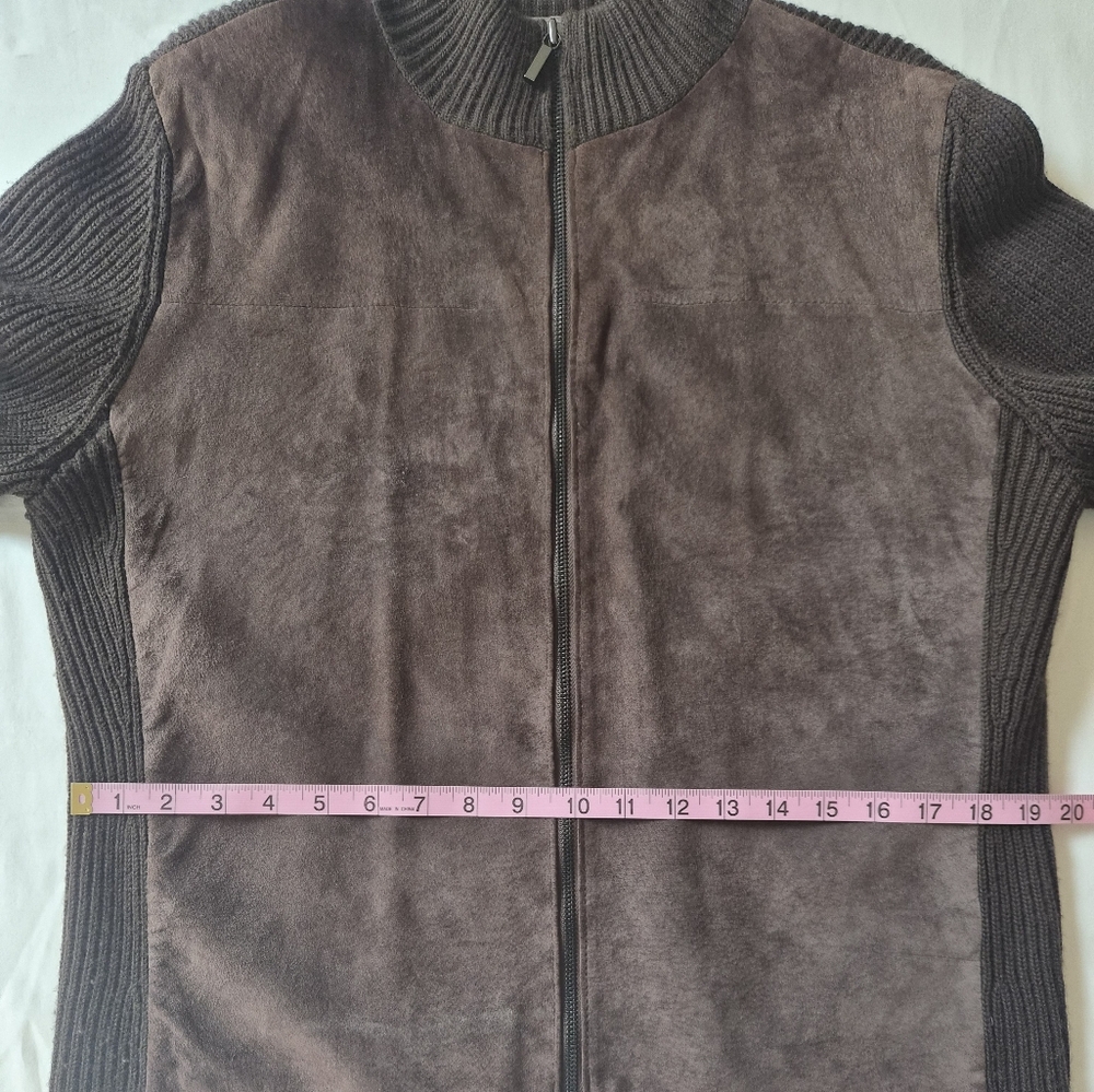 Valerie Separates Leather & Merino Wool Mixed Media Zip Jacket Size L - Picture 10 of 10